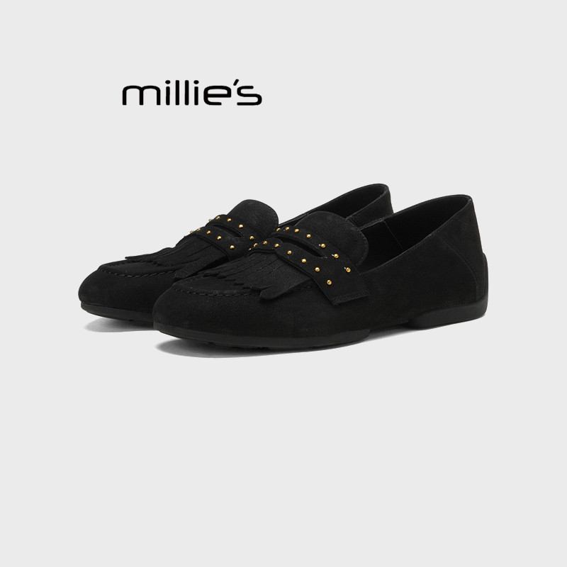 MILLIE'S/妙丽英伦风乐福鞋2025秋季舒适平底一脚蹬正装小皮鞋女,淘宝优惠券,粉丝福利购,淘宝优惠卷