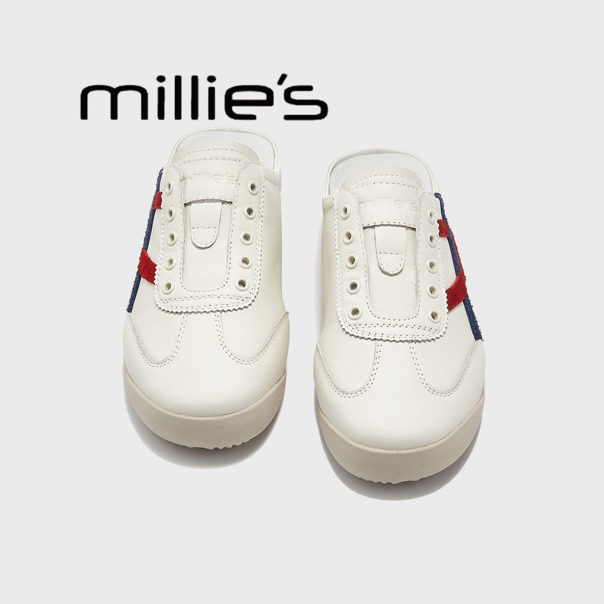 MILLIE'S/妙丽春季新款德训鞋女时尚运动阿甘鞋一脚蹬平底小白鞋,淘宝优惠券,粉丝福利购,淘宝优惠卷