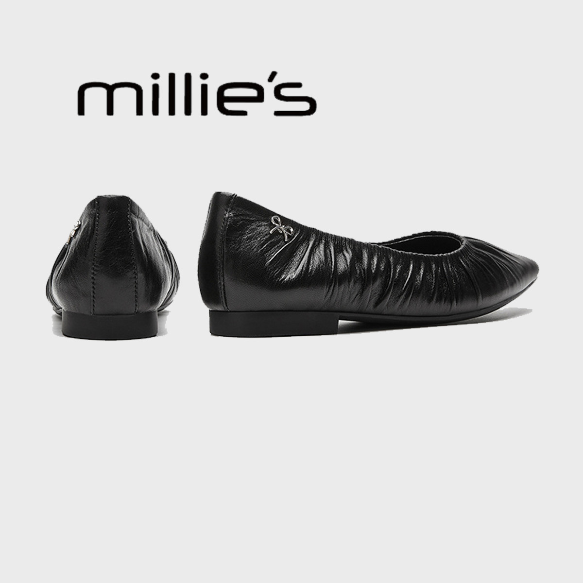 MILLIE'S/妙丽羊皮奶奶鞋2024春新款浅口单鞋方头一脚蹬平底女鞋,淘宝优惠券,粉丝福利购,淘宝优惠卷
