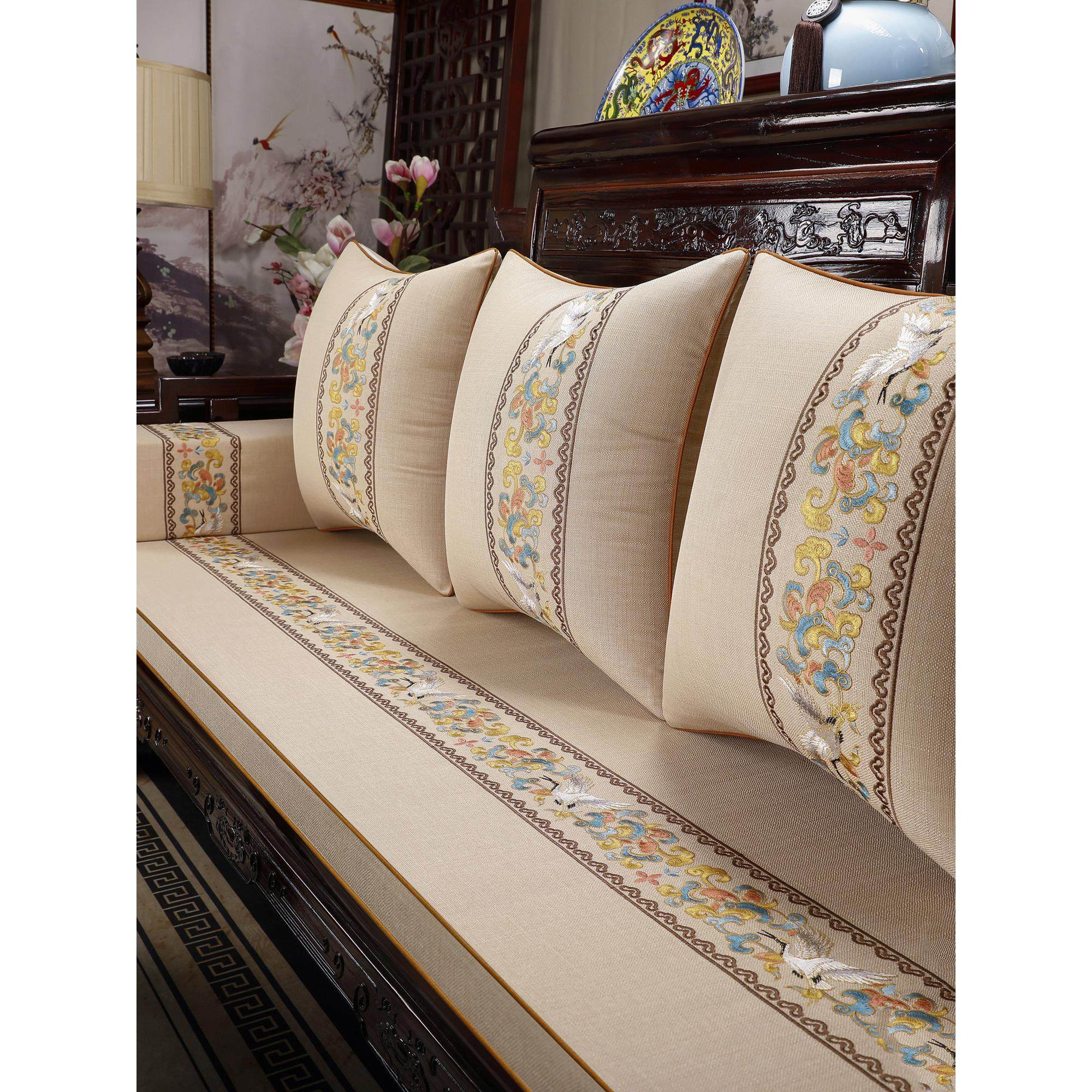 新中国风罗汉床垫沙发靠背五件套座垫经典红木家具沙发靠垫定制,淘宝优惠券,粉丝福利购,淘宝优惠卷