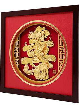 祝寿贺寿大寿字金箔画松鹤寿桃摆件爷爷奶奶80大寿辰礼品生日贺礼