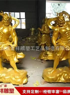 厂家纯铜哼哈二将雕塑户外景观广场旅游景区神将大型铸铜门神摆件