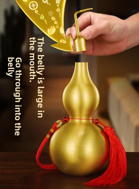 铜葫芦饰品铜八卦挂件黄铜开口开口镂空客厅纯黄铜工艺品全叶铜