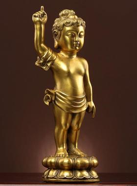 纯黄铜浴佛太子像寺庙居家供奉摆件释迦牟尼佛防水浴佛节中式佛像