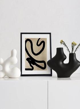 ins侘寂风现代抽象酒柜装饰品摆件小众艺术异形陶瓷花瓶家居软装