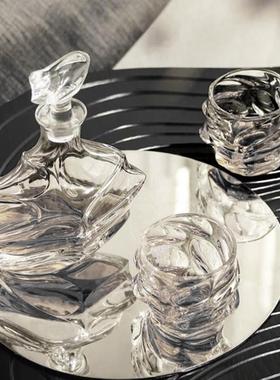 轻奢风天然马毛托盘样板房间软装设计师摆件套装茶几组合桌面装饰