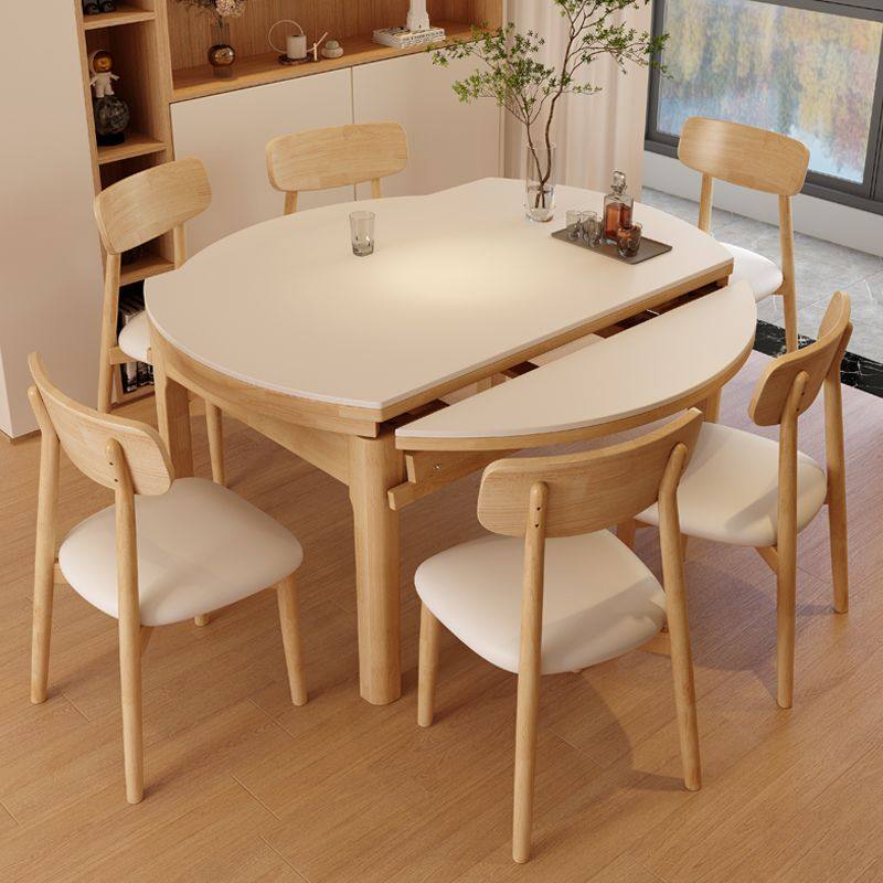 香丽华庭实木岩板餐桌椅组合2025新款家用小户型奶油风可伸缩饭桌,淘宝优惠券,粉丝福利购,淘宝优惠卷