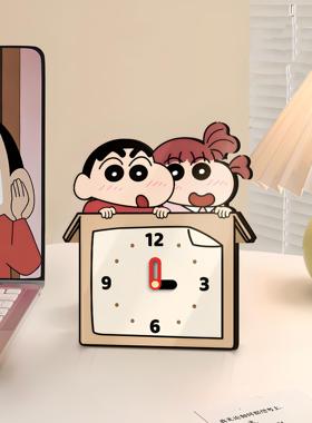 蜡笔小新桌面时钟摆件玄关创意钟表摆台式2025新款装饰品台钟座钟