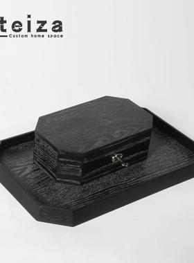 Oteiza现代简约布料首饰盒收纳盒实木托盘样板间衣帽间办公室摆件