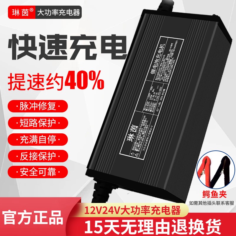 12V24V20A磷酸铁锂电池充电器14.6V3G0A29.2V15a电动推高车叉车用 - 图0