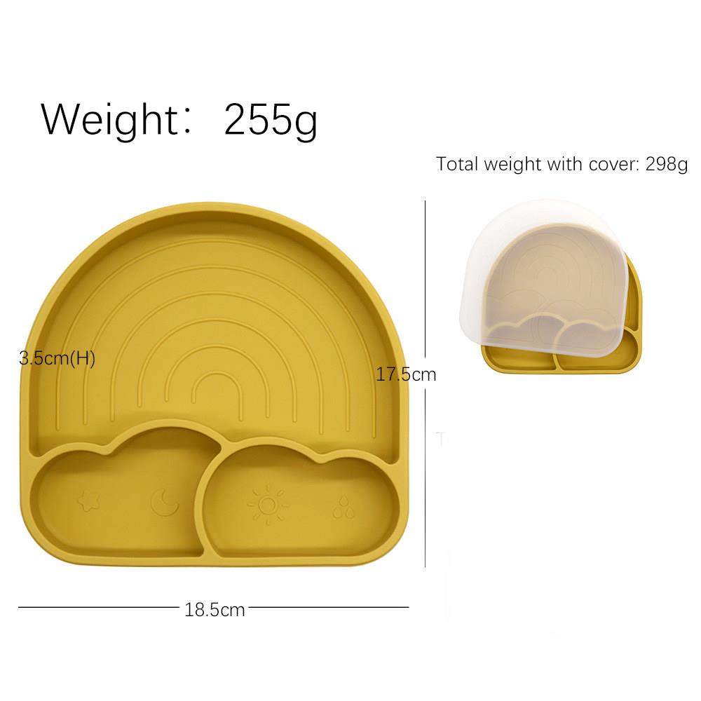 宝宝硅胶吸盘云朵彩虹餐盘 硅胶盖叉勺辅食婴儿餐具 儿童防打翻碗,淘宝优惠券,粉丝福利购,淘宝优惠卷