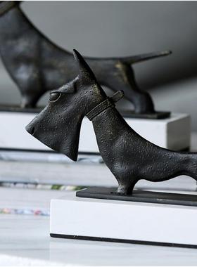 现代简约欧式刀刀狗黑色小狗摆件样板房样品屋展示中心软装饰品摆