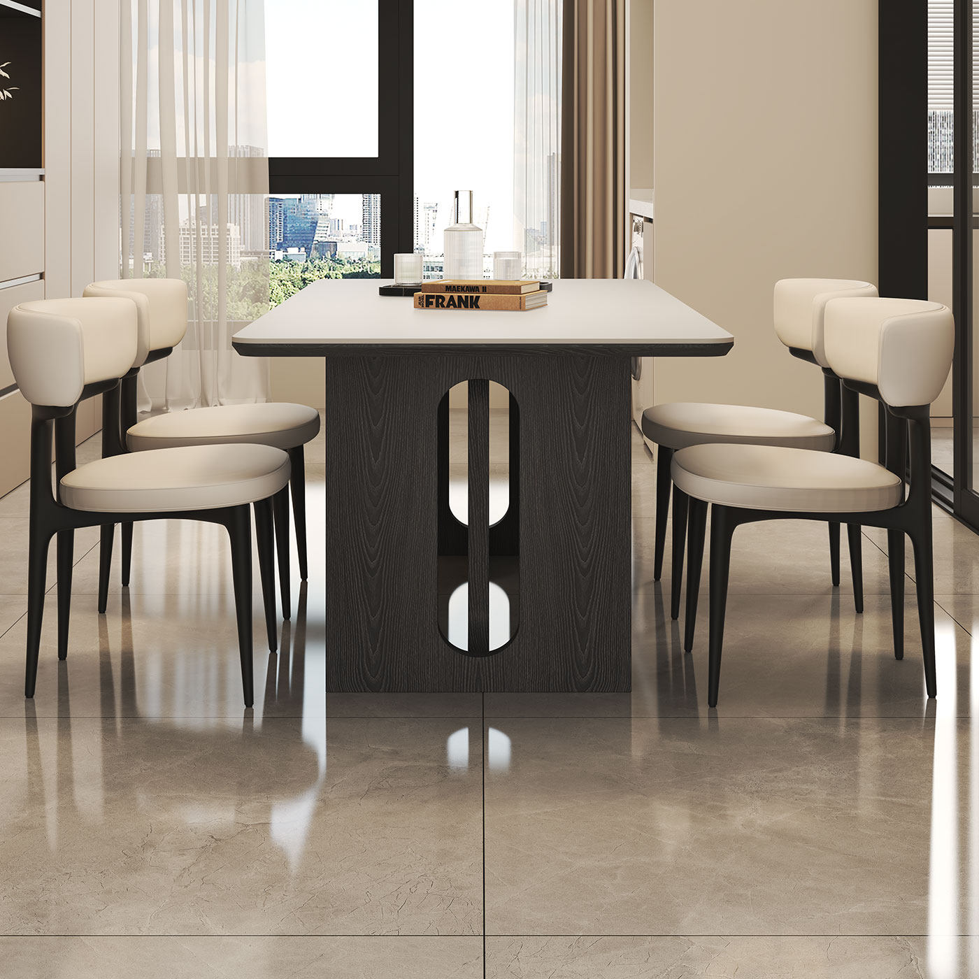 政府补贴复古风实木岩板餐桌椅子组合意式极简家用长方形吃饭桌子,淘宝优惠券,粉丝福利购,淘宝优惠卷