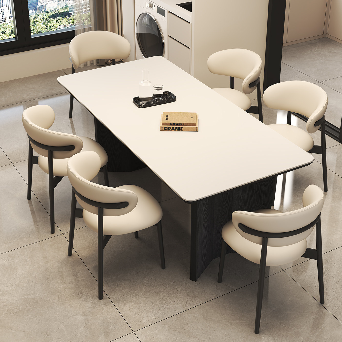 轻奢意式极简小户型长方形家用复古风岩板餐桌椅组合实木吃饭桌子,淘宝优惠券,粉丝福利购,淘宝优惠卷