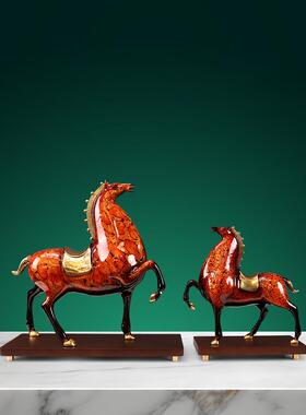 全铜马摆件大漆工艺品马到成功将军马办公室客厅装饰乔迁开业礼品