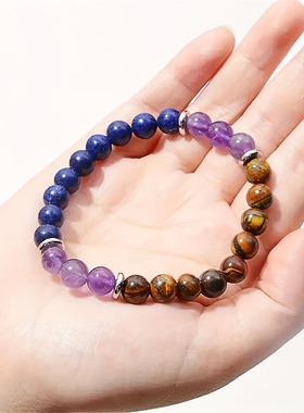 无卡片temu速卖通TK跨境爆款手链紫水晶青金石虎眼石手链源头