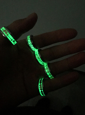 2025新款欧美夜光钛钢个性食指戒指男士霸气饰品跨境热卖潮流男戒