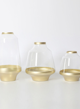 视远电镀金色玻璃花瓶高级感轻奢创意批发家居酒店样板间插花