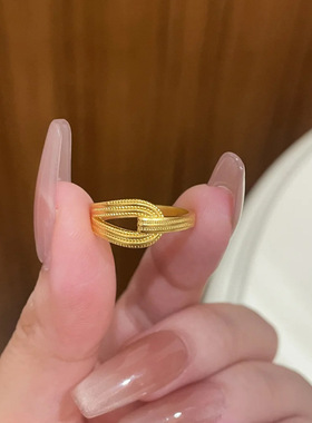 小红书爆款古法马鞍戒指黄金色简约马蹄扣时尚轻奢高级感百搭指环
