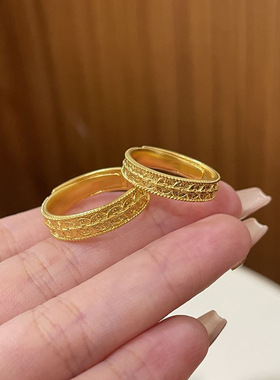 小红色爆款拉丝腰缠万贯戒指2025新款个性小众高级设计百搭饰品女