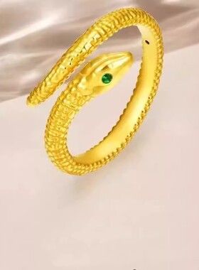 小红书爆款小金蛇缠绕戒指古法新中式重工蛇形生肖蛇指环