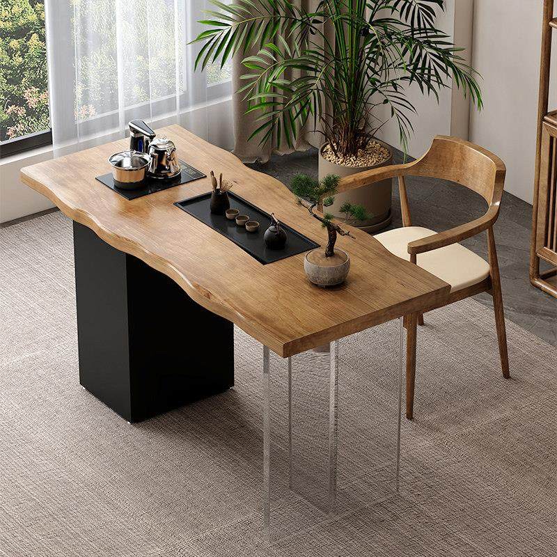 实木阳台茶桌椅组合现代简约小户型家用客厅原木亚克力迷你泡茶台,淘宝优惠券,粉丝福利购,淘宝优惠卷