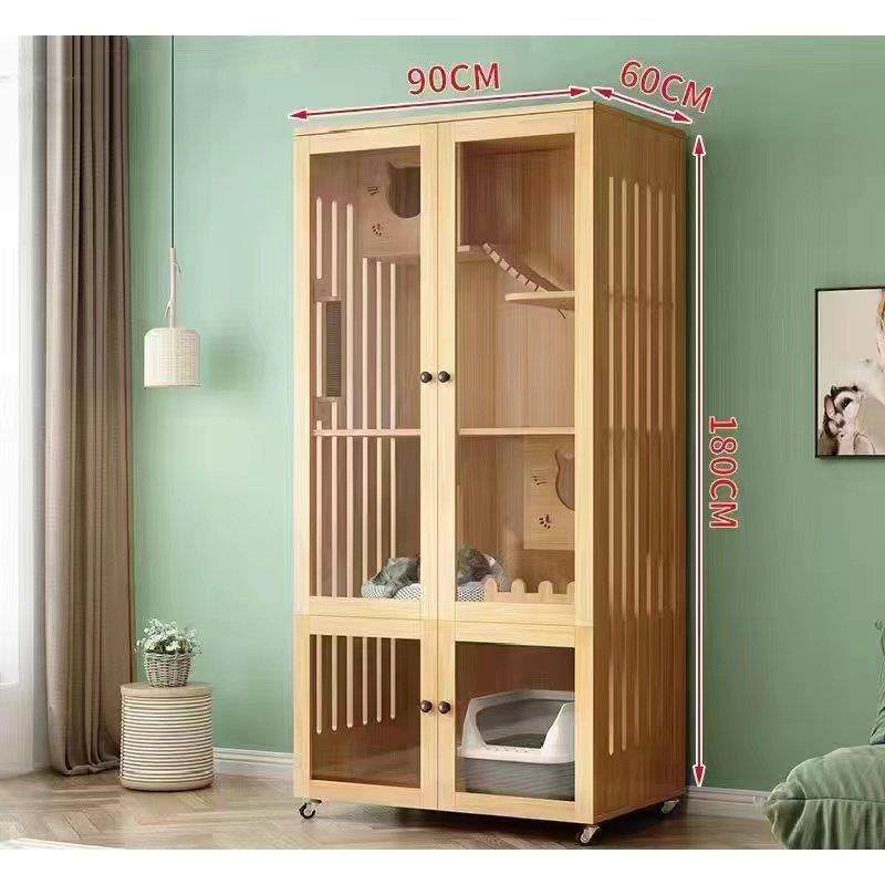 猫别墅实木带厕所一体豪华室内家用猫窝一室一厅一卫猫笼定制猫柜,淘宝优惠券,粉丝福利购,淘宝优惠卷