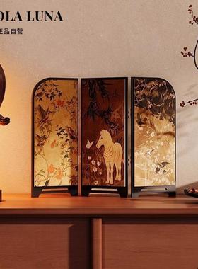 MOLA.Sentence.摆件中古风百蝶图屏风桌面入户玄关装饰画 画 | 带