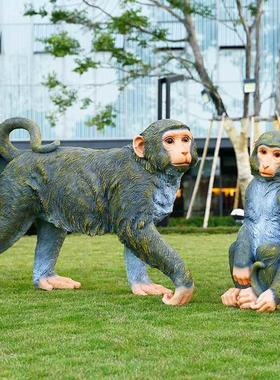 猴子雕塑玻璃纤维动物庭院子假山公园风景区户外园林景观装饰摆饰