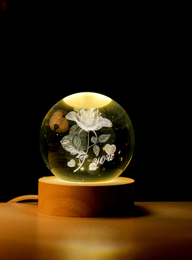 发光水晶球小夜灯桌面摆件