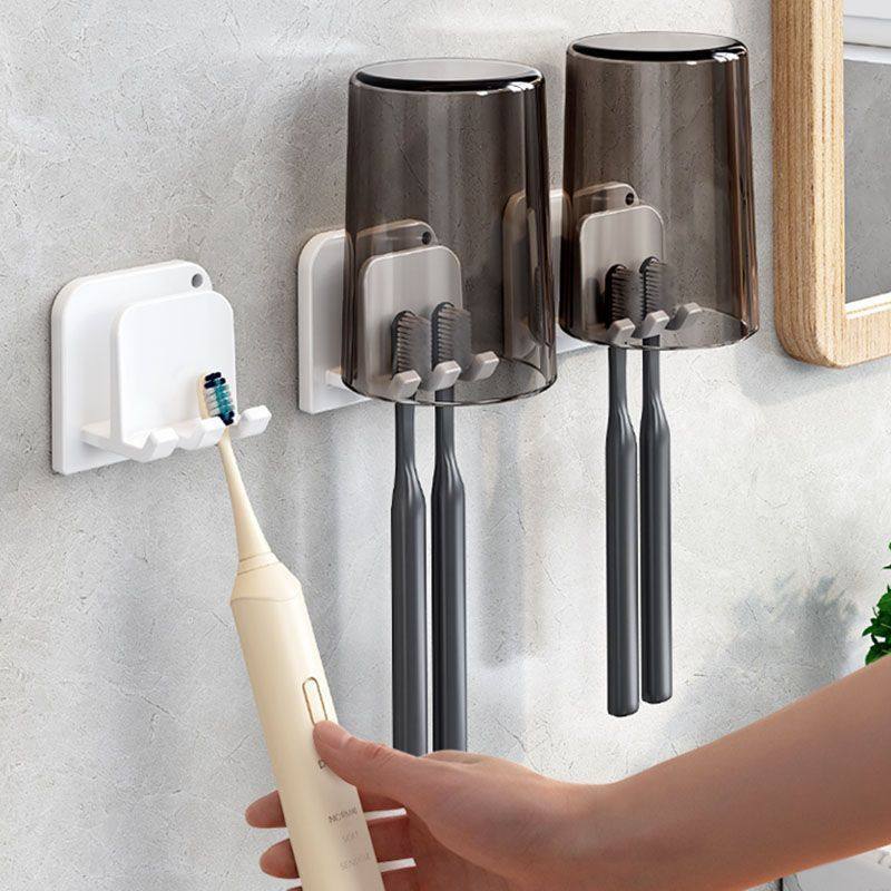 牙刷置物架壁挂式免打孔漱口杯挂架轻奢卫生间防尘牙刷牙具收纳夹,淘宝优惠券,粉丝福利购,淘宝优惠卷