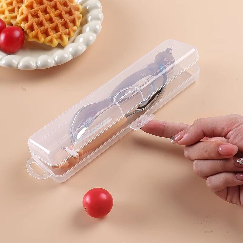 餐具便携盒子空筷勺收纳盒便携式外带上班学生户外透明卡扣翻盖式,淘宝优惠券,粉丝福利购,淘宝优惠卷