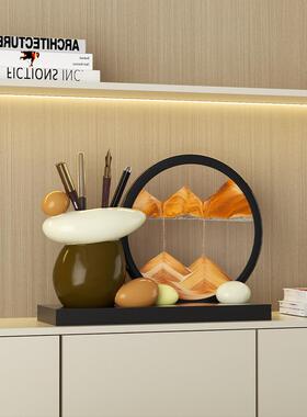 时来运转流沙画摆件书房创意笔筒办公室桌面装饰毕业礼物高级小众