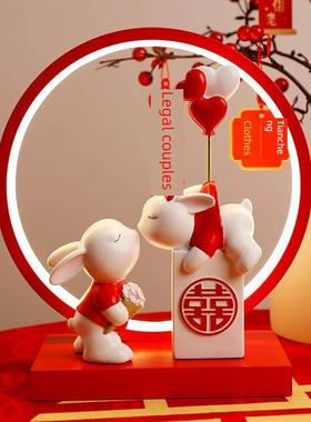 贝汉美兔子订婚摆件结婚布置婚房装饰卧室新婚礼物送新人闺蜜实用