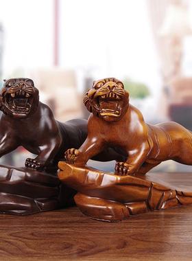 实木招财老虎摆件镇宅家居客厅摆设办公室装饰生肖虎年吉祥物礼品