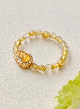 金发晶碧玺戒指女招财纳福黄水晶