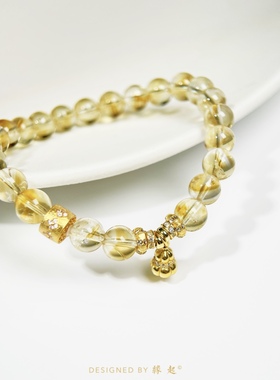 天然黄塔晶手链招财葫芦吊坠