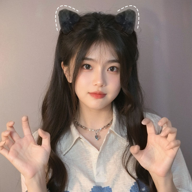 毛绒猫耳朵抓夹2024秋冬新款后脑勺鲨鱼夹前额刘海碎发夹发卡头饰,淘宝优惠券,粉丝福利购,淘宝优惠卷