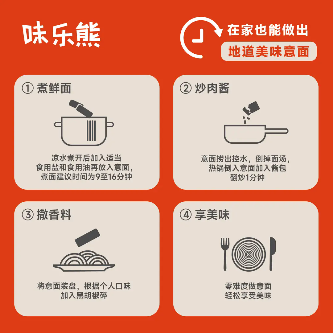 味乐熊意面旗舰店招牌番茄肉酱黑椒意大利面速食尝鲜全口味5盒装2