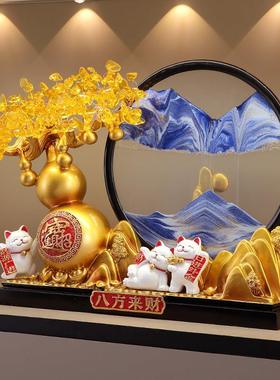 发财树流沙画招财猫摆件开业礼物店铺前台公司客厅乔迁新居礼物