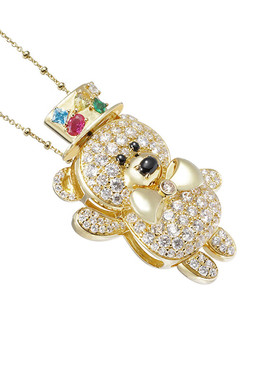 ARTE艾尔蒂小熊镀金胸针项链