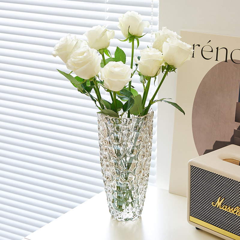 水晶花瓶玻璃透明轻奢高级感客厅插花养玫瑰百合鲜花装饰花器摆件,淘宝优惠券,粉丝福利购,淘宝优惠卷