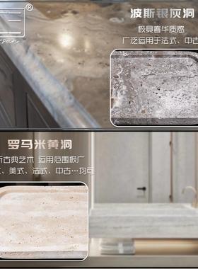 天然黄洞石托盘摆件酒店浴室大理石洗漱品玄关首饰香薰收纳置物盘