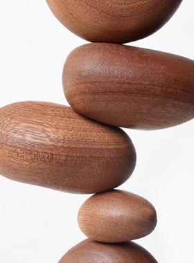 山舍X象有形 实木创意北欧风平衡石摆件 增添居家宁静氛围