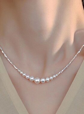 2026新款碎银子锁骨链珍珠项链女款配裙子轻奢独特饰品高级感颈链