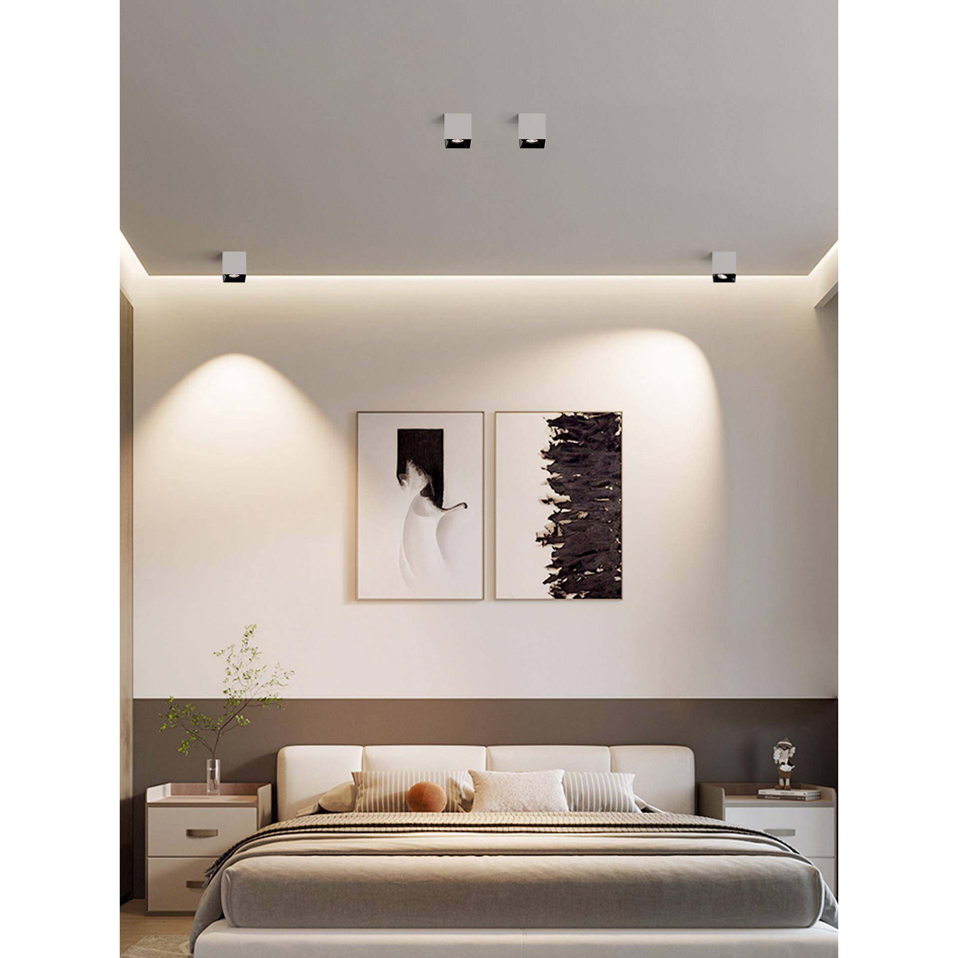 全光谱明装射灯客厅家用防眩方形可调角度斗胆灯led小山丘无主灯,淘宝优惠券,粉丝福利购,淘宝优惠卷