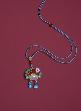 文艺复古民族风项链京剧刀马旦女吊坠中式长款毛衣链国风古装配饰