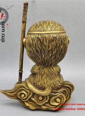 纯铜孙悟空孙悟空笔筒笔筒铜工艺装饰斗胜佛家猴饰品古董