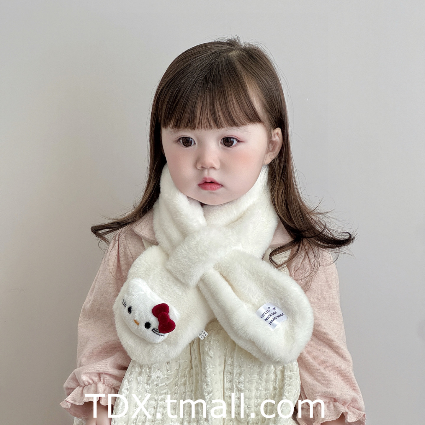 儿童围巾秋冬季可爱小兔子毛绒婴儿保暖围脖户外宝宝手套围巾套装,淘宝优惠券,粉丝福利购,淘宝优惠卷