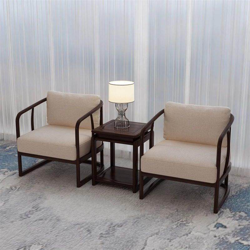 新中式会议室贵宾接待办公沙发商务洽谈实木单人会客沙发茶几组合,淘宝优惠券,粉丝福利购,淘宝优惠卷